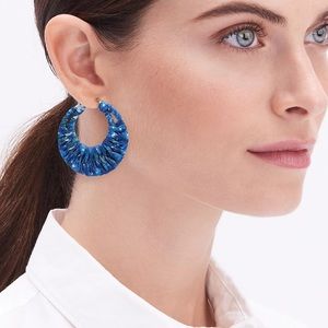 New JCrew blue thread wrapped hoop earrings